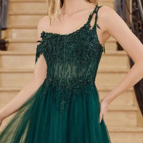cheap gold prom dresses Dekolte Strapless Green Purple Party Dress | Runway Catalog main image 1